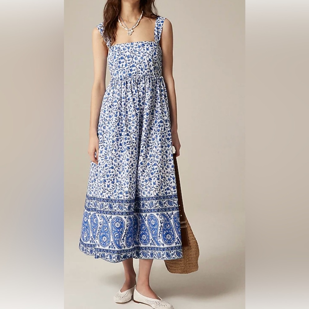 Tall squareneck midi dress in bandana block print